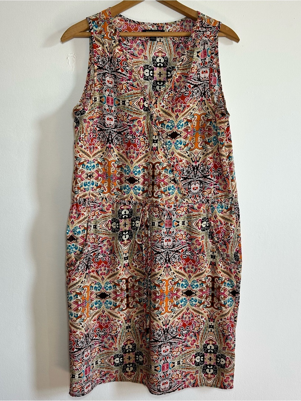 Banana Republic Women's Dress Size 6 Orange Floral Paisley Sleeveless Pullover